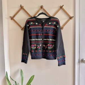 vintage floral embroidered cardigan